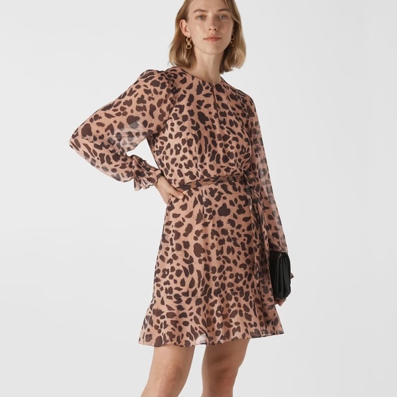 Whistles Dresses & Skirts - Whistles London Women’s Brushed Cheetah Flippy Dress Sz 6 US